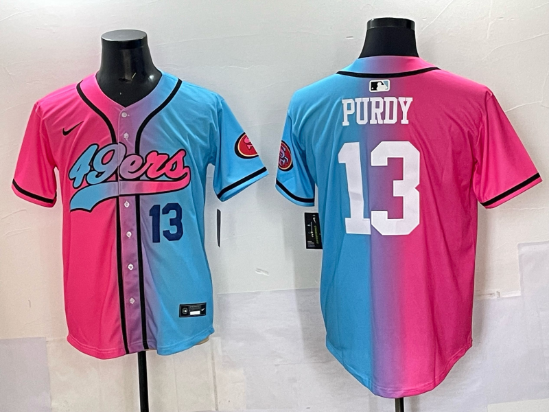 Men San Francisco 49ers #13 Purdy Blue pink Nike Limited NFL 2025 Jersey 005